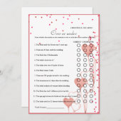 Valentine Over oder unter Brautparty-Spielkarte Ankündigung (Vorne/Hinten)