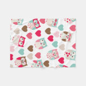 Valentine Owl Fleece Blanket (Vorderseite (Horizontal))