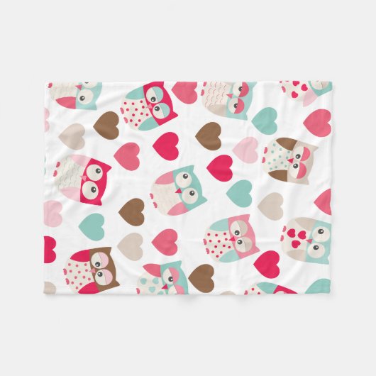 Valentine Owl Fleece Blanket (Vorderseite (Horizontal))