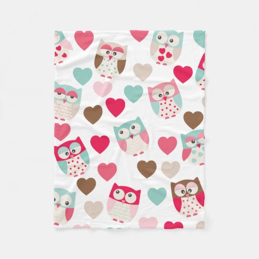 Valentine Owl Fleece Blanket (Vorderseite)