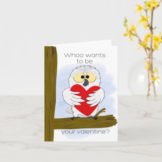 Valentine Owl Karte (Gelbe Blume)