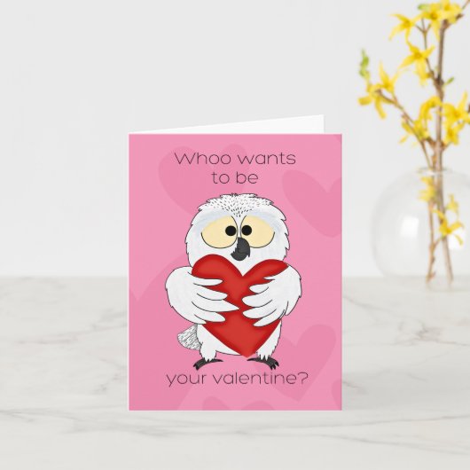 Valentine Owl Karte (Gelbe Blume)