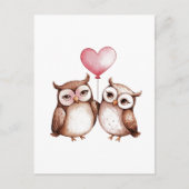 Valentine Owls und Heart Balloon Postkarte (Vorderseite)