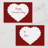 Valentine Pack Scalloped White Heart Red Mitteilungskarte (Vorne/Hinten)