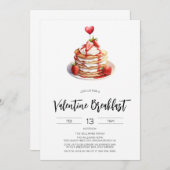Valentine Pancake Frühstück Einladung (Vorne/Hinten)