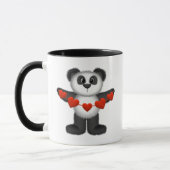 Valentine Panda Bear Holding String of Red Hearts Tasse (Links)