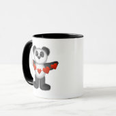 Valentine Panda Bear Holding String of Red Hearts Tasse (Vorderseite Links)