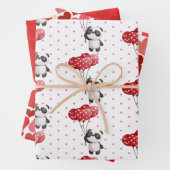 Valentine Panda Bears and Hearts 3 Design Set Geschenkpapier Set (Beispiel)