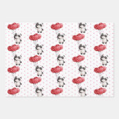 Valentine Panda Bears and Hearts 3 Design Set Geschenkpapier Set (Vorderseite)