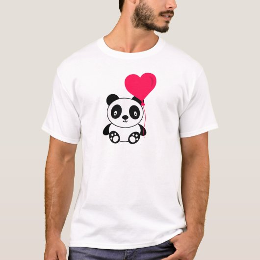 Valentine-Panda-Cartoon T-Shirt (Vorderseite)