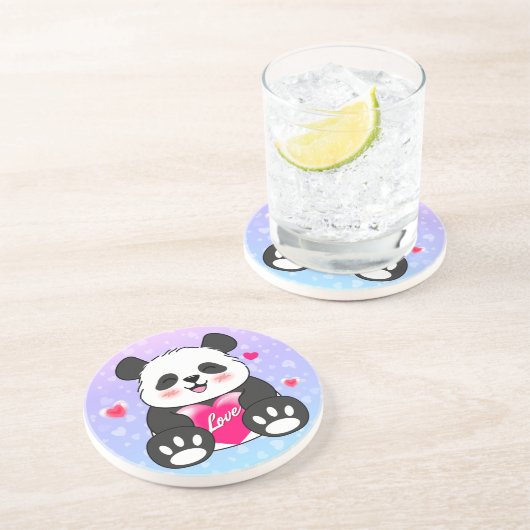 Valentine Panda in Liebe Getränkeuntersetzer (Seite)