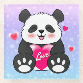 Valentine Panda in Liebe Glasuntersetzer (Vorderseite)