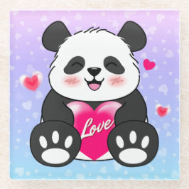 Valentine Panda in Liebe Glasuntersetzer