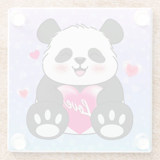 Valentine Panda in Liebe Glasuntersetzer (Rückseite)