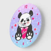 Valentine Panda in Liebe Große Wanduhr (Winkel)