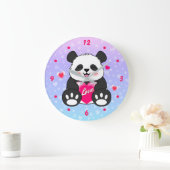 Valentine Panda in Liebe Große Wanduhr (Zuhause)