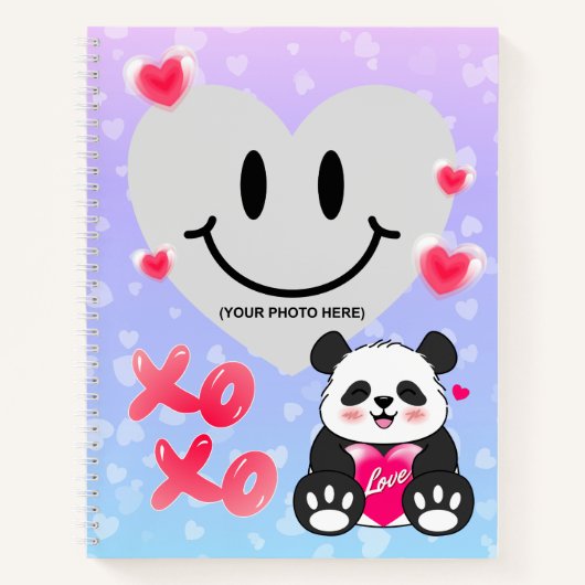 Valentine Panda in Liebe Notizblock (Vorderseite)