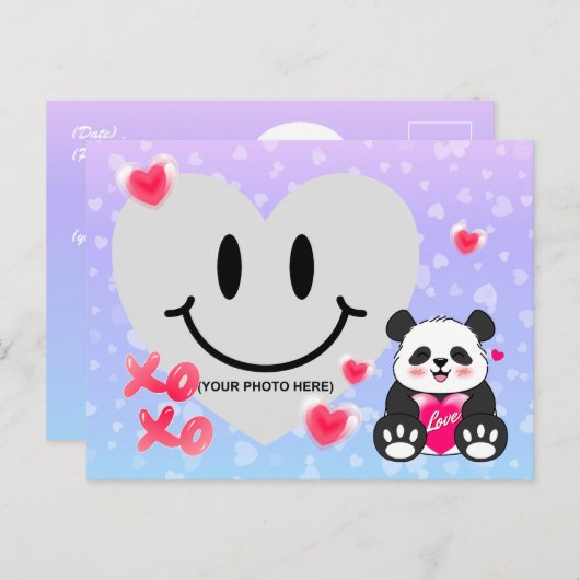 Valentine Panda in Liebe Postkarte (Vorne/Hinten)