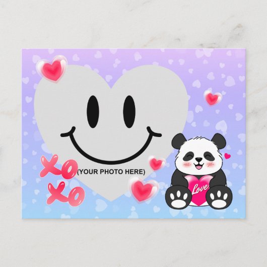 Valentine Panda in Liebe Postkarte (Vorderseite)