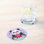 Valentine Panda in Liebe Runder Pappuntersetzer (Vor Ort)