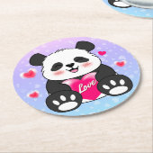 Valentine Panda in Liebe Runder Pappuntersetzer (Angewinkelt)