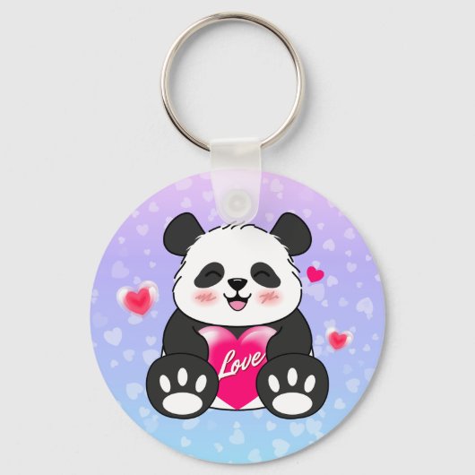 Valentine Panda in Liebe Schlüsselanhänger (Vorderseite)