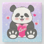 Valentine Panda in Liebe Steinuntersetzer (Vorderseite)