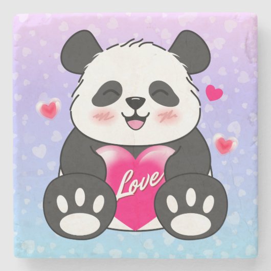 Valentine Panda in Liebe Steinuntersetzer (Vorderseite)