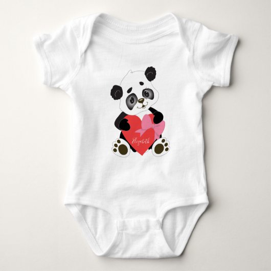 Valentine Panda niedlich Red Heart Baby Strampler (Vorderseite)