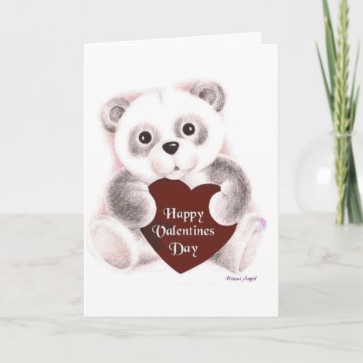 Valentine Panda Sketch Feiertagskarte (Vorderseite)