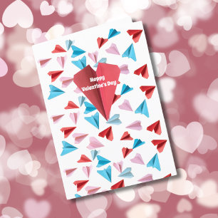 Valentine Paper Airplane farbenfrohe Foto Feiertagskarte