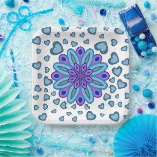 VALENTINE PAPIERPLATTE MIT BLUME HARTEN PAPPTELLER