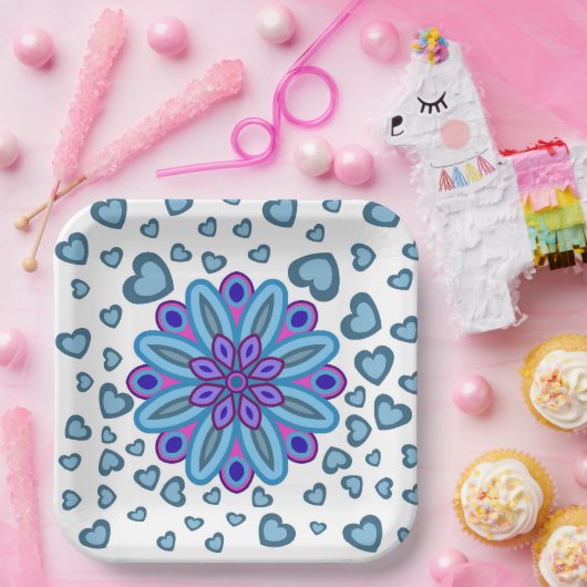 VALENTINE PAPIERPLATTE MIT BLUME HARTEN PAPPTELLER (Party)