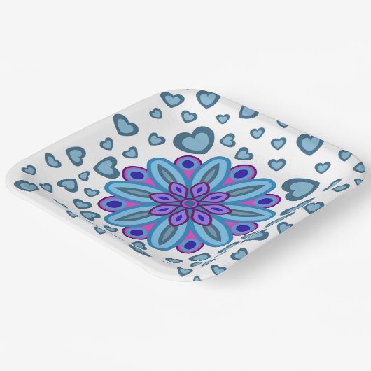 VALENTINE PAPIERPLATTE MIT BLUME HARTEN PAPPTELLER (Gewinkelt)