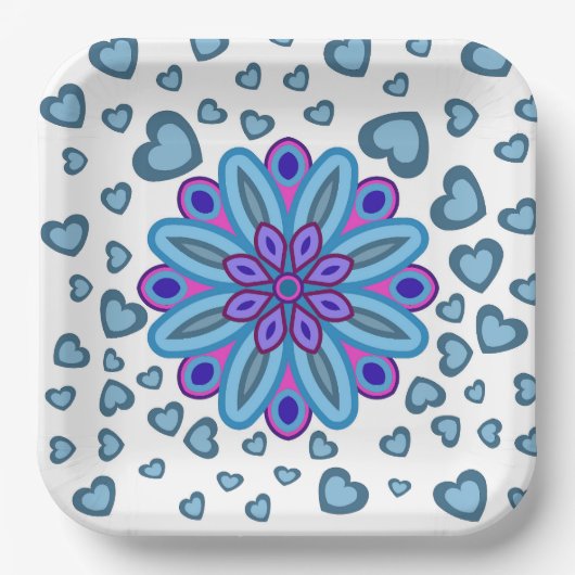 VALENTINE PAPIERPLATTE MIT BLUME HARTEN PAPPTELLER (Vorderseite)