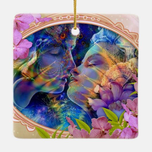 Valentine-Pärchen Keramikornament (Rückseite)