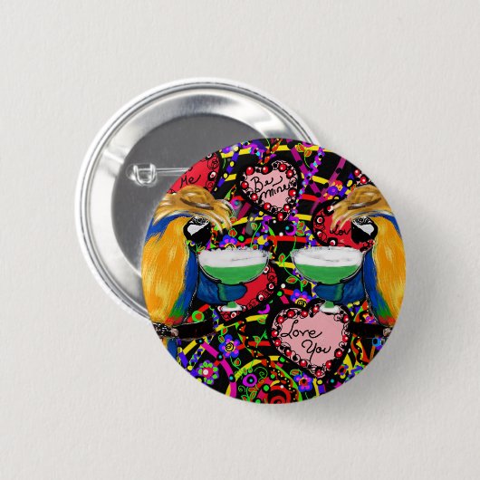 Valentine Parrots Button (Vorne & Hinten)