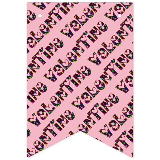 Valentine Party Cute Hearts Typography Pink Wimpelkette (Erste Fahne)