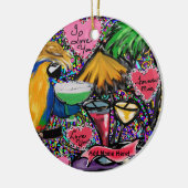 Valentine Party Parrot Keramik Ornament (Links)