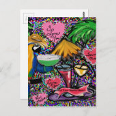 Valentine Party Parrot Postkarte (Vorne/Hinten)