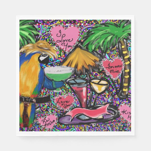 Valentine Party Parrot Serviette (Vorderseite)