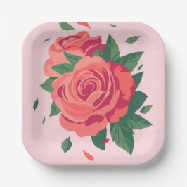 Valentine Party rosa Rosa Teller auf rosa Hintergr