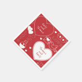 Valentine Pattern Paper Napkin - White on Red Serviette (Ecke)