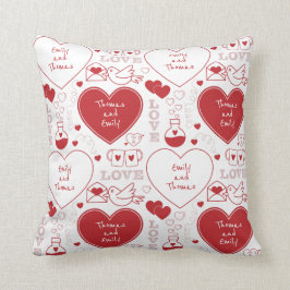 Valentine Pattern Pillow - Rot auf Weiß Kissen
