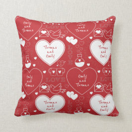 Valentine Pattern Pillow - Weiß auf Rot Kissen