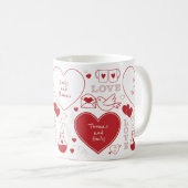 Valentine Pattern Tasse - Rot auf Weiß (VorderseiteRechts)