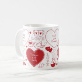 Valentine Pattern Tasse - Rot auf Weiß (Vorderseite Links)