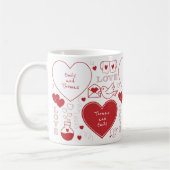 Valentine Pattern Tasse - Rot auf Weiß (Links)