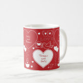 Valentine Pattern Tasse - White on Red (VorderseiteRechts)