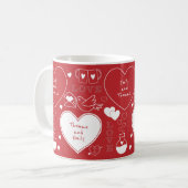 Valentine Pattern Tasse - White on Red (Vorderseite Links)